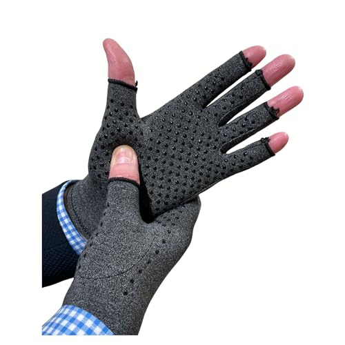 EURI Guantes de Compresión sin Dedos para Artritis y Artrosis Manos Mujer Hombre | Muñequera Túnel Carpiano | Alivio del Dolor | Talla M