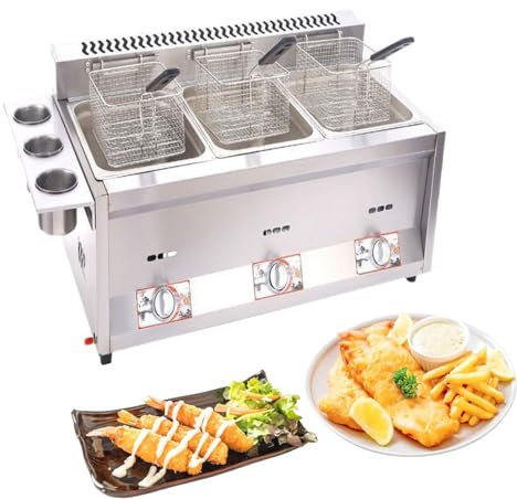 GLBMXDD Friteuse Commerciale au gaz Propane, friteuse au gaz GPL avec Panier, friteuse à gaz d'extérieur, pour Frites de Dinde,18L