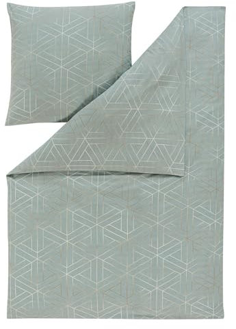 ESTELLA Biancheria da letto in flanella fine Tirolo acquamarina, 1 copripiumino 140 x 200 cm + 1 federa 70 x 90 cm
