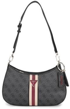 GUESS Damen Noelle Top Zip Umhängetasche Schultertasche mit Reißverschluss Oben, Kohle-Logo