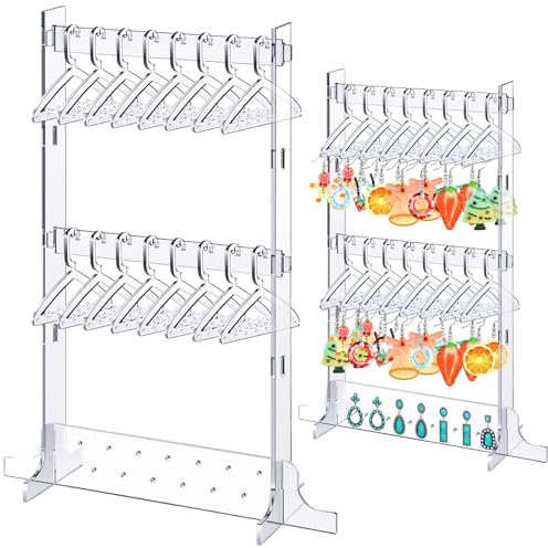 SZQIUNUBI Porta Orecchini Acrilico Trasparente Porta Orecchini Espositore da Appendere Supporti Per Orecchini con Mini Ganci con 16 Ganci per Conservare Orecchini (Trasparenti)