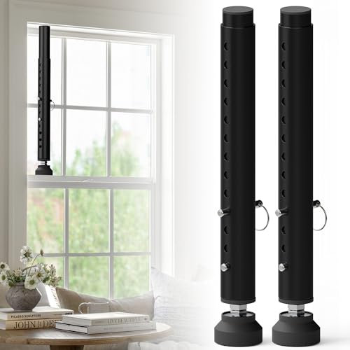 Gadgetzan 2 Stück Fenstersicherungsstangen verstellbar 27,9 cm - 45,7 cm, tragbare, kleine Schiebefensterverriegelung für Kindersicherung/Diebstahlschutz, Fenster-Sicherheitsschloss mit Gummiboden für