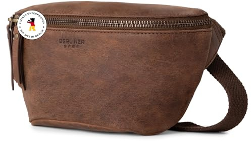 Berliner Bags Bauchtasche Noah Vintage, Crossbody aus Leder - Braun | Echtleder Umhängetasche & Crossbody Tasche für Damen und Herren, Innentasche & YKK-Reißverschluss, Metallschnalle
