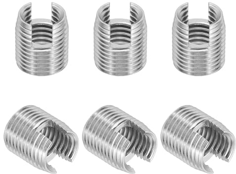 PATIKIL Insert Fileté Auto-Taraudeurs, 6 Pcs M12 x M16 x 18mm Acier Inoxydable 303 Filetage Adaptateur Réducteur Vis à Fente Inserts de Réparation Écrous Manchon