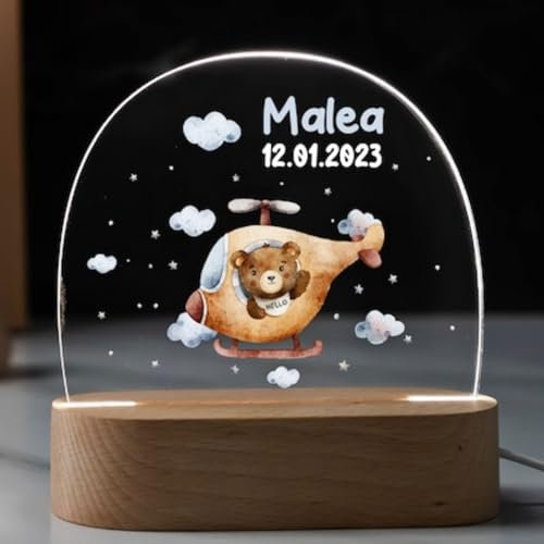 Lámpara Bebe Personalizada con Nombre - Luz Decorativa Nocturna - Regalo Ideal para Luz Nocturna Infantil, Regalo Bautizo Niña Niño, Regalos Bebes Recien Nacidos Originales, Regalo de Cumpleaños