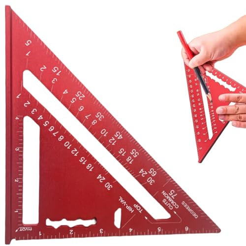 3D Squadra da Falegname,Righello di Misurazione 3D,Squadra Carpentiere in Alluminio,Squadretta Falegname per Carpentiere,Righello di Misurazione Multi-angolo,Rosso
