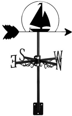 Girouette en forme de bateau, girouette décorative en forme de voilier avec support de toit, décoration créative pour la maison, pour l'extérieur, la ferme, la cour, le jardin, le pavillon, le batea