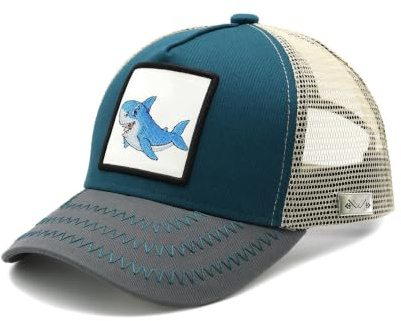 Sunlark Hai Mütze für Kinder, Stickerei Hai Trucker Cap, Shark Baseball Kappe mit Mesh Netz für Jungen Mädchen 2-8 Jahre, Sonnenschutz Cool Strand