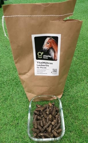 VitalMöhren - Pferdeleckerlis mit Futterkohle für eine gesunde Verdauung und zur Vorbeugung gegen Koliken und Kotwasser (1kg Beutel)
