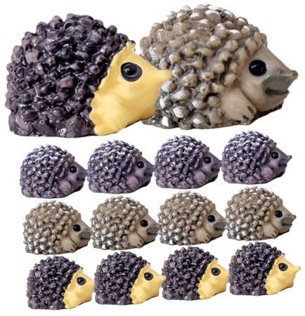 WEKAMOS 30stücke Miniatur Igel Figuren Resine Igel Deko-tierchen Für Garten Puppenhaus Terrarium Hochwertige Miniaturen in Hellgrau Gelb