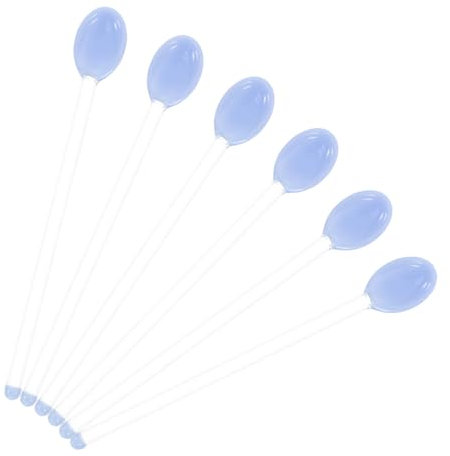 TOPPERFUN 6 Cucharas Mezcladoras De Vidrio Resistentes Al Calor Cucharas De Vidrio Para Espresso Para Café Para Yogur Azul Reutilizable