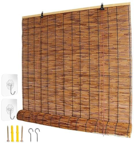 Generisch Bambus Rollo Aussenbereich, Bambusrollo Jalousine Terrasse, Jalousien Fenster Innen Nach Maß, Raffrollos für Türen und Outdoor Lichtfilternde, Sonnenschut Breite 40-180cm Höhe 40-300cm