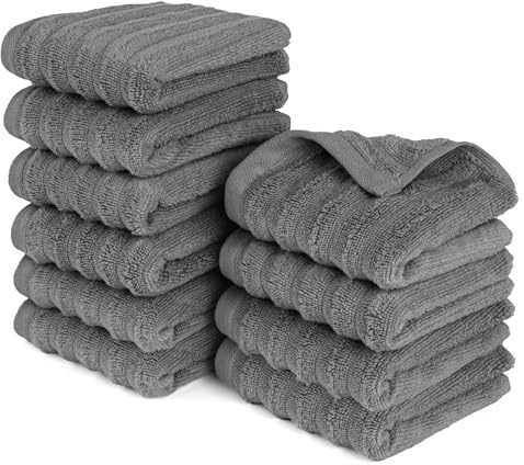 Pure Label Gästehandtuch 10-TLG. 10x30x50cm aus 100% Baumwolle, Anthrazit | Spürbar weich, saugstark und ideal für Bad, Gäste und täglichen Komfort