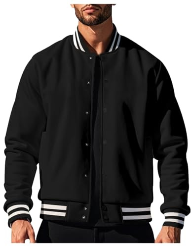 ZDSUHYIW Veste universitaire pour homme - Veste bomber - Veste de baseball - Style Harajuku - Veste de sport - Streetwear - Col montant - Automne - Printemps - Avec poches - Vintage - Oldschool