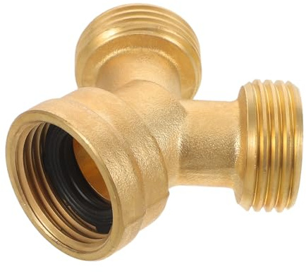 Gatuida Raccordo a Y Oro in Ottone per Irrigazione Giardino Connettore Rapido Divisore Senza Attrezzi a Tenuta Stagna per Tubo Flessibile Esterno