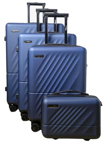 Namira Travel Set di Valigie Rigide in ABS con Beauty Case | 20”-24”-28” + Beauty 14” | 8 Ruote 360°, Trolley con Chiusura Incassata, Maniglia con Logo, Fodera 210D | Leggere e Resistenti (Blu)