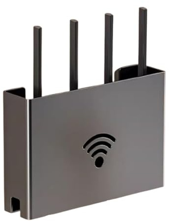 XPLKQXE Caja De Almacenamiento para Router WiFi De Pared, Estante para Routers De Acero Al Carbono, Ocultador De Router De Metal, Organizador De Gestión De Cables(Grey,30x6x17cm)
