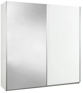 AltoBuy Armoire 2 Portes coulissantes Blanc laqué avec 1 Porte Miroir - MARIANE
