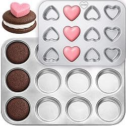 immer Bakform Rostfritt Stål Muffinsplåt Whoopie-Pie och Hjärtan, obelagd PFAS-fri 18/8 Diskmaskinssäker (Whoopie-pie+Hjärtan)