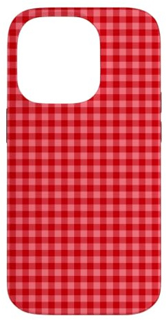 Custodia per iPhone 14 Pro Rosso Rosa Mini Gingham Carino Piccolo Check Cottagecore Preppy