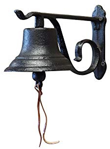 NACH Rustic Cast Iron Doorbell, Small Door Bells for Homes, Dinner Bell, Small Bell, Kitchen Door Bell, Antique Black Doorbell, 8.5x5x6.5 Inches, JS-90-091