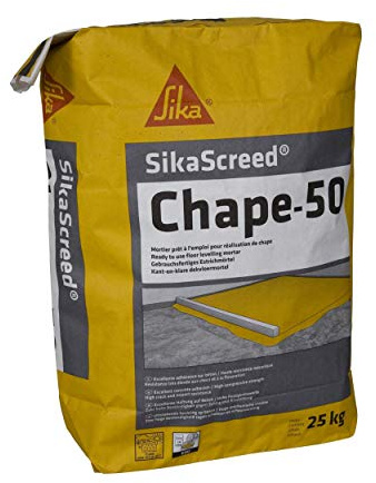 SIKA - Mörtel für kleine Estriche – SikaScreed Estrich 50 grau – schnell bindendes Produkt – kann unbefüllt gelassen werden – nach 15 Stunden Trocknung mit Fliesen überstreichbar – 25 kg