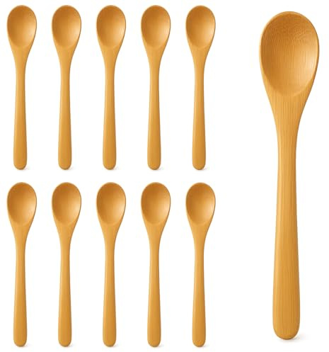 JapanBargain 3805, Bamboo Spoons for Eating Mixing Stirring Matcha Tea Scoop Spice Salt Sugar Appetizer Snack Ice Cream Yogurt Scoops Table Spoons, 7.5 inch, Pack of 10