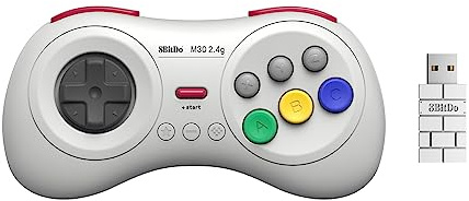 8BitDo M30 2.4G Manette sans fils 8 boutons Compatible Mega Drive Mini et Nintendo Switch Blanche/White - Adaptateur USB inclus