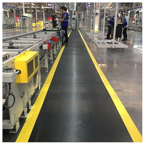 rutschfeste Gummimatte, 0,78 Zoll Dicke Anti-Ermüdungsmatten, Bodenmatte for Fabrikböden, wasserdichte Stehunterlage, gewerblicher Teppich for Händler, Lagerlogistik (Color : Black, Size : 120x120cm