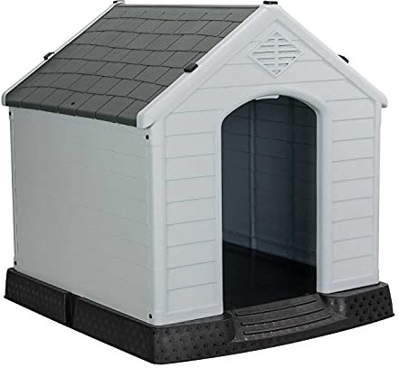THINIA HOME Caseta de Resina para Perros 98,5x105x96,5cm | Caseta para Perros Grandes | 100% Reciclable y Ecológica | Interior y Exterior