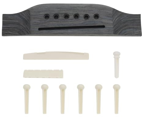 eMagTech Juego de 10 piezas de puente de guitarra acústica, 6 cuerdas, clavija de puente de guitarra, tuerca de puente de guitarra, accesorios de repuesto
