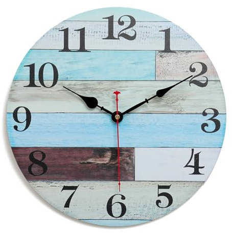 keivmlvt 32.5 CM /13 Inch Modern Wall Clock Silent Non-Ticking Decorative small round wood clocks for Kitchen, Living Room, bedroom,bathroom and Office