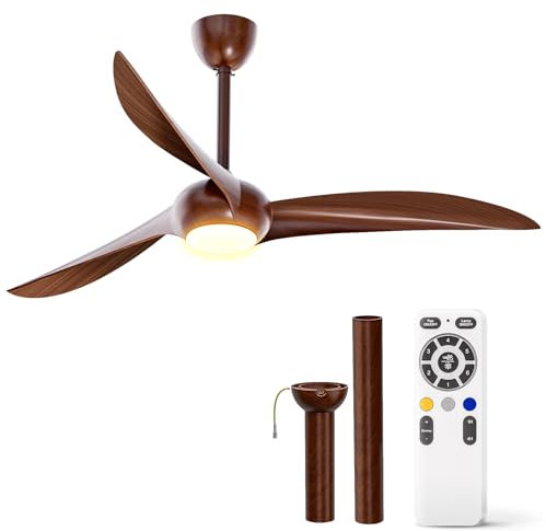 HOOLED Ventilatore da Soffitto con Luce, Lampadario Ventilatore da Soffitto con Timer, Luminosità e Temperatura Colore Regolabili, Plafoniera Ventilatore Soffitto (FAN201)