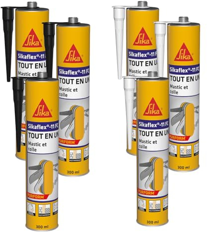 SIKA - Lot de Mastic, joint et colle multi-usages multi-supports - Intérieur et extérieur - Lot de 3 cartouches Noires de 300ml + 3 cartouches Blanches de 300ml
