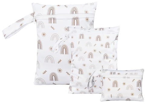 3 Stück Wetbag Kindergarten,wasserdichte Windeltasche Nasstasche, Wiederverwendbare Wet Dry Bag mit Reißverschluss zum Camping, Schwimmen,Reisen,Fitness, Strand