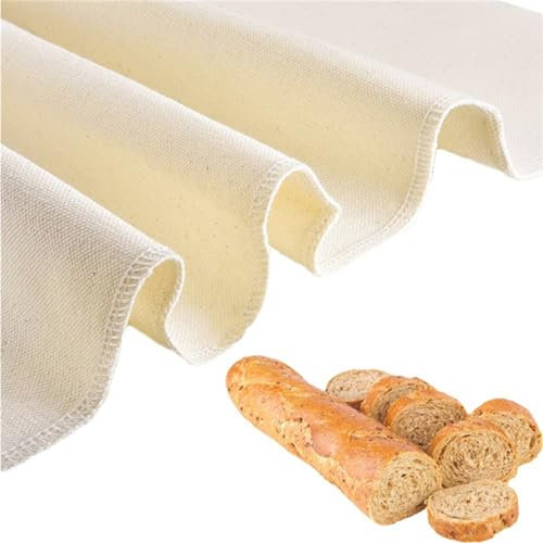 2pcs Natural Cotton Proofing Cloth for Bread Making 14x18 Inches - Reusable Thick Baking for Dough, Baguettes, Loaves, Pastry and Homemade Baking
