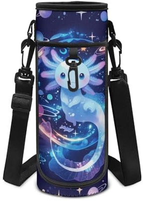 POLERO Axolotl Water Bottle Holder Girls Cute Sports Drink Bottles Accessories Neoprene Sleeve Sling Bag for School
