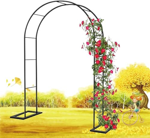 Arche de jardin en métal, treillis pour plantes grimpantes, tonnelle de pergola noire, arche de jardin en fer forgé, décoration de mariage, support de paysage extérieur (taille : 140 x 220 cm)