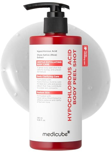medicube Body Peel Shot with Hypochlorous Acid | Gentle Body Exfoliating Serum for Dead Skin Cells, Rough Patches & Uneven Texture | Rice Extract, Panthenol for Hydrating & Smoothing Care | 9.46 fl.oz