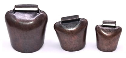 DECHOUS Campanello da Appendere per Animali in Ferro Spesso Set 2 Pezzi Campana Rustica Bronzo Rosso Media Suono Nitido per Pecore Cavalli e Mucche Accessori Allevamento e Allarme