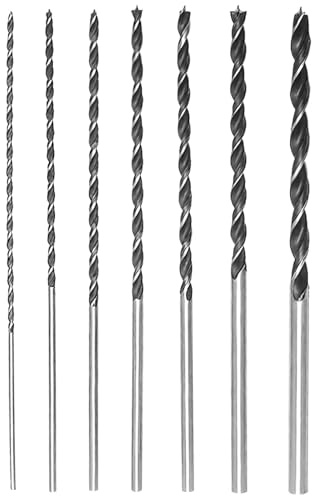 Foonary träborr, set, lång 300 mm, balkborr, formborr, ögonborr, borrbits, hålsåg, träfasning, spiralform för exakta borrningar för metall, träarbete, plast, aluminiumlegering (4/5/6/7/8/10/12 mm)