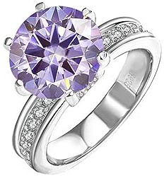 5ct Moissanite bröllopsringar for kvinnor rundskurna D-färg VVS1 diamantring grön/gul/rosa förlovningsringar med certifikat(Light Purple,5)