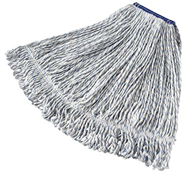 Rubbermaid Commercial Products Finish Wet Mop Head Replacement, 24-Ounce Capacity, 1-Inch Headband, White, Cotton/Synthetic Industrial Wet Mop for Floor Cleaning Office/School/Stadium/Lobby/Restaurant