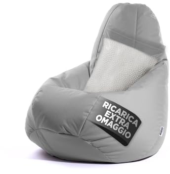 Avalon - Sitzsack Kinder Jive, Bean Bag aus Reißfestem Technischem Gewebe, Ergonomischer Gaming Sitzsack mit Füllung, Komfortable Moderne Sitzsäcke, Made in Italy (68x68x107cm, Grau)