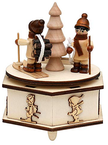 Dekohelden24 Spieldose mit Winterkindern, Melodie: Oh Tannenbaum, 11 x 11 x 13 cm