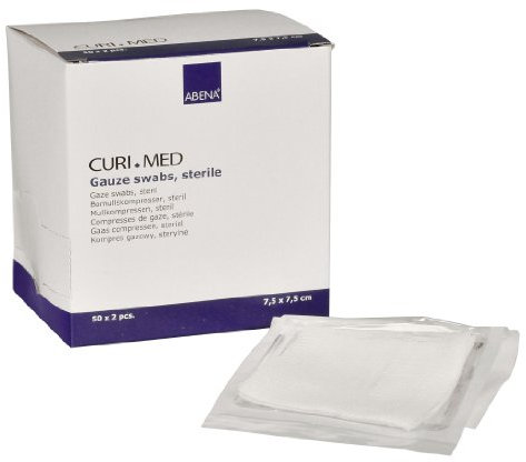 Curi-Med - sterile Mullkompressen - weiß - 7,5 x 7,5 cm - 100 Stück