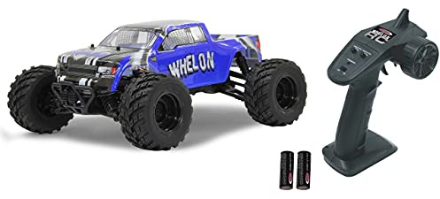 JAMARA 053355 Whelon Monstertruck 1:12 4WD Li-Ion 2.4GHz, Allrad, Elektroantrieb, Akku, 35KMh, spritzwasserfest, gekapseltes Getriebe, Kugellager, Fahrwerk einstellbar, hochdrehender Motor,fahrfertig