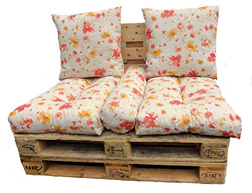Rattani Polster, Kissen, Auflage für Palettensofa, Palettenpolster, Palettenkissen, Europaletten, Set 5 TLG. Sitzkissen + Rückenkissen, Leinen