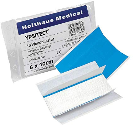 Holthaus Medical YPSITECT Pflaster Pflasterstreifen Wundpflaster blau, wasserfest, detectable, 10x 6x10cm