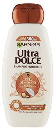Garnier Shampoo Ultra Dolce Latte di Cocco e Macadamia, Capelli Morbidi e Setosi, 300 ml